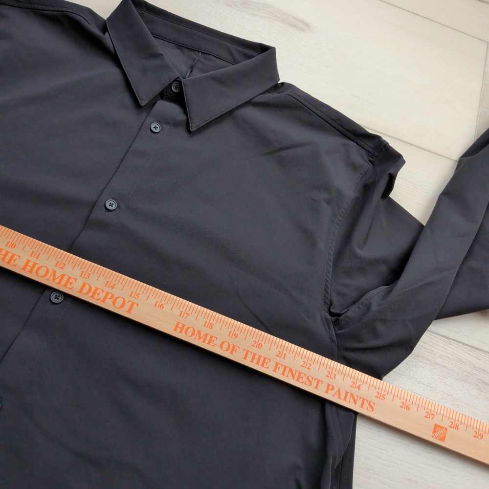 Lululemon New Venture Shirt Mens XL Long Sleeve Button Black Stretch - Picture 5 of 8